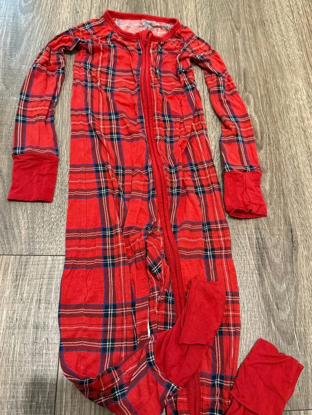 Little Sleepies Red Plaid Zippies 2T
